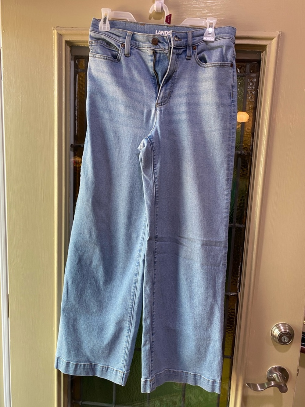 Lands’ End Wide Leg Jeans Womens 4 Light Wash High Rise Denim